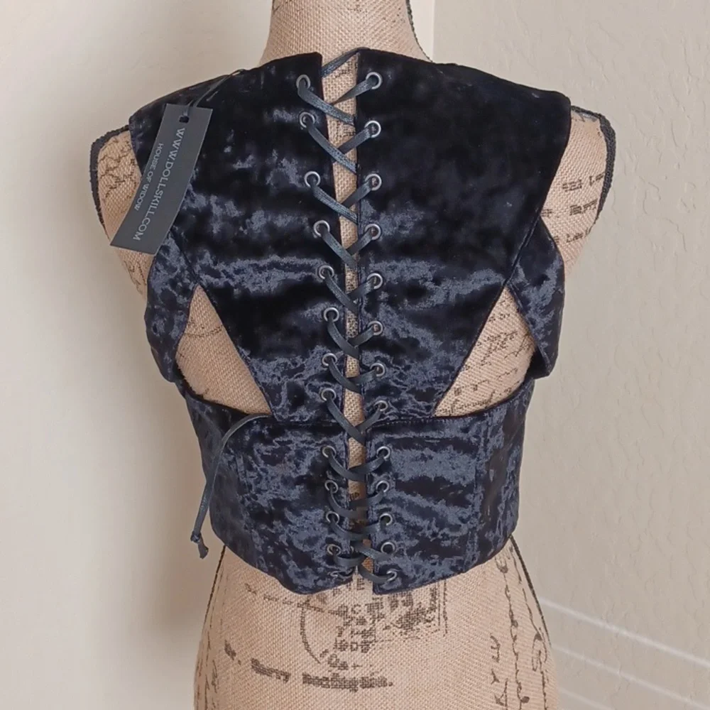 Widow black velvet corcet buckel on chest and lace in front and back LARGE - Picture 3 of 12